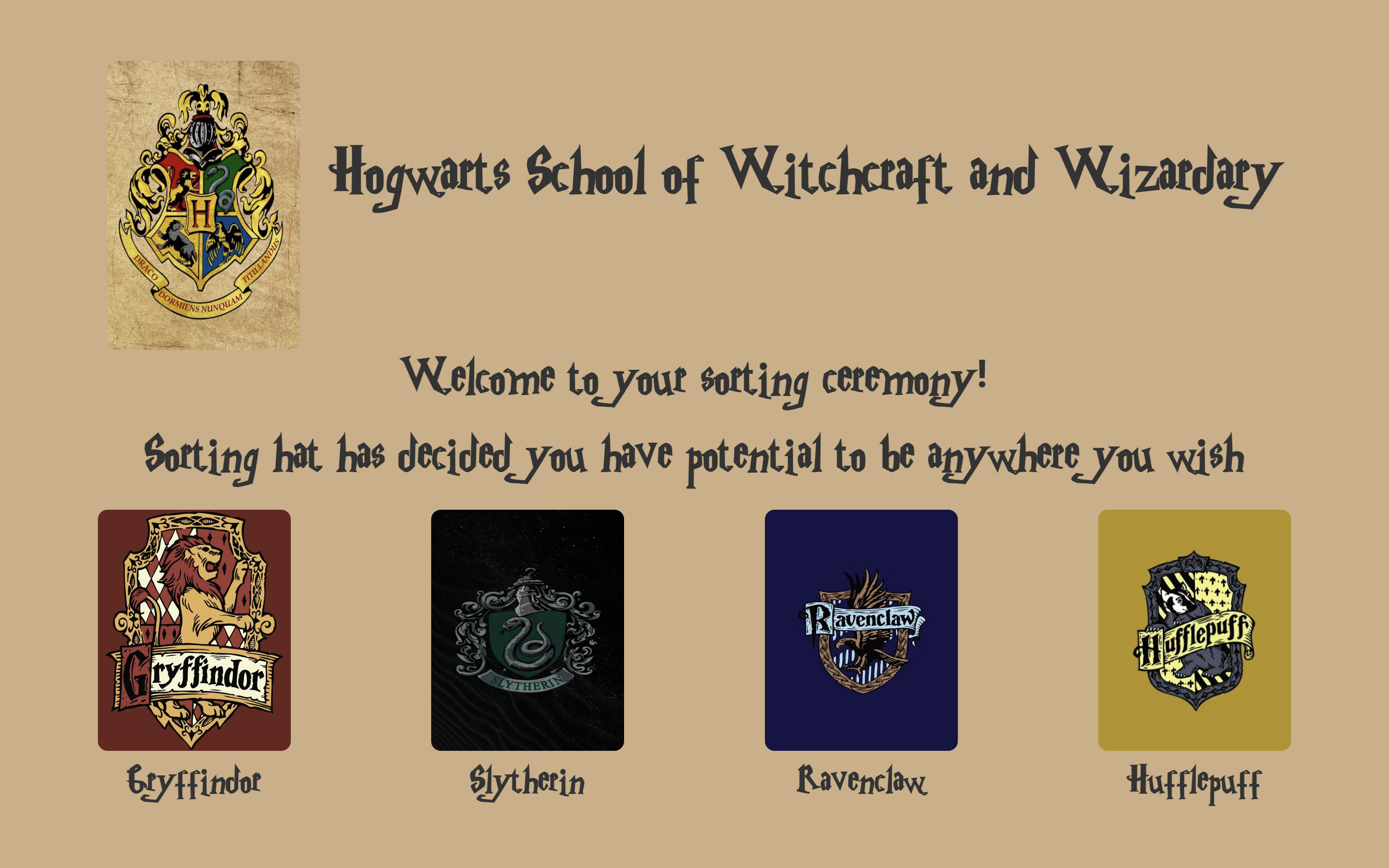 Hogwarts Sorting ceremony Page